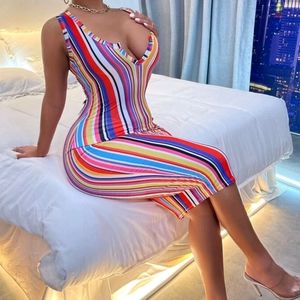 DONATED!!!!!     Rainbow striped bodycon dress